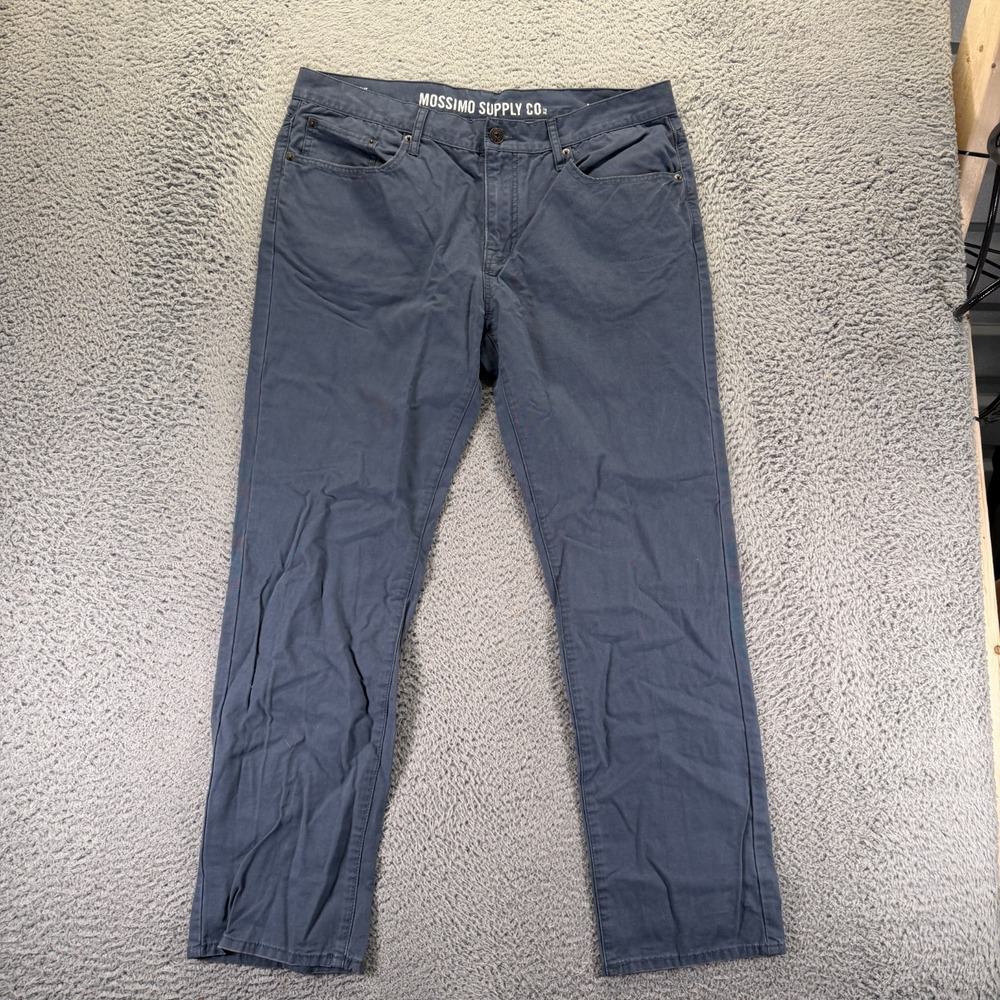 Mossimo‎ Pant Men's 38x32 Blue Cotton Chino Straight Slim Preppy Career Business